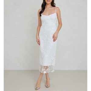Park & Fifth Madison Dress - Size Small white sheath midi dress
